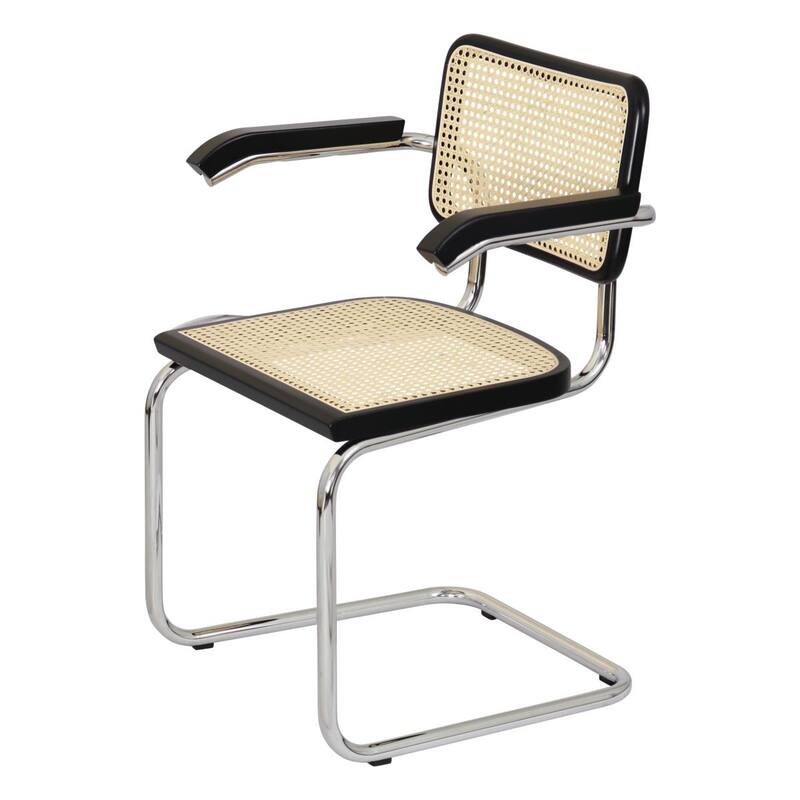 Breuer Chair Company Marcel Breuer Cesca Cane Cantilever Armchair Arm Chair w/ Chrome Steel Frame (Various Wood & Cane Colors)