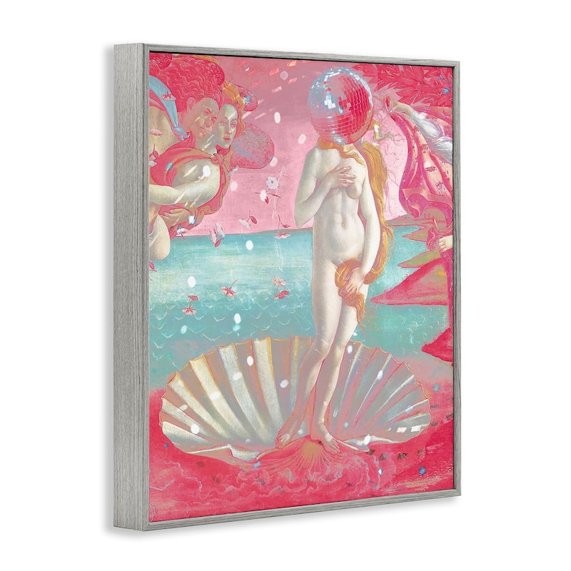 Stupell Chromatic Disco Venus & Clamshell Framed Giclee Art Design By Lil' Rue