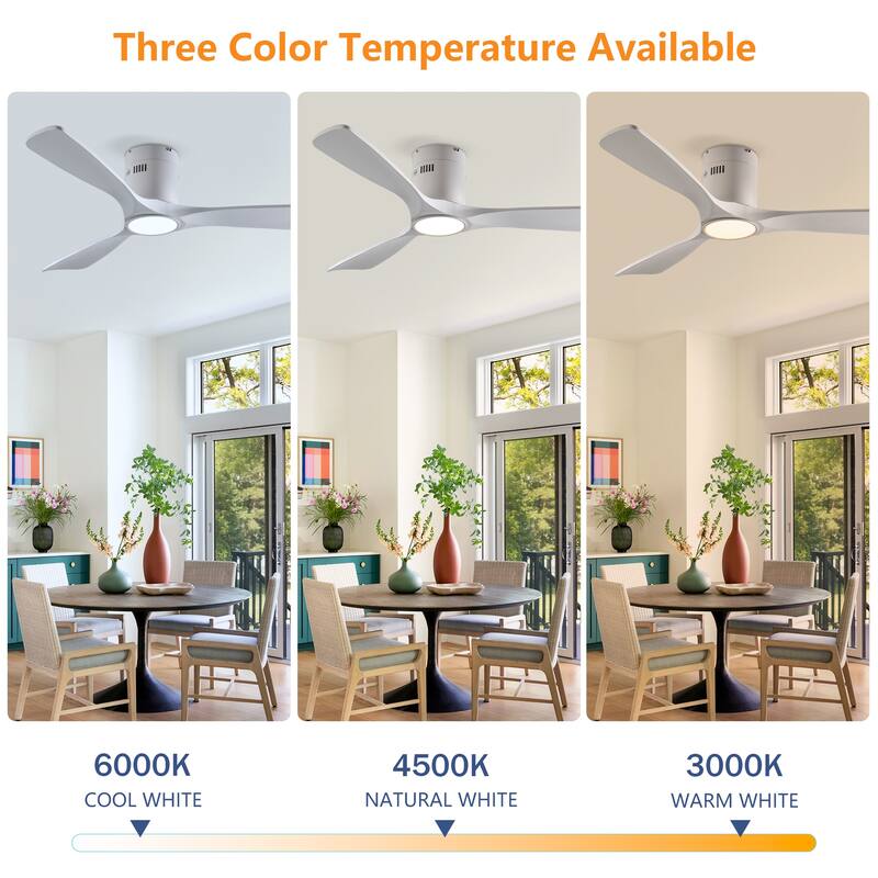 5 PCS Plywood Reversible Blades Ceiling Fan With Light Kit 3 Color