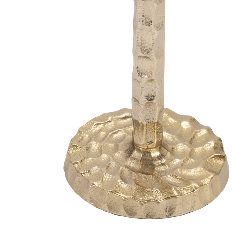 Gold 15 in. Metal Hammered Taper Candle Holder