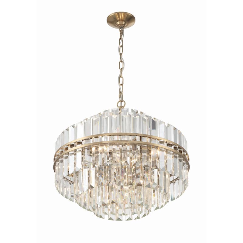 Hayes 12 Light Aged Brass Chandelier - 22"W x 20.5"H x 22"D
