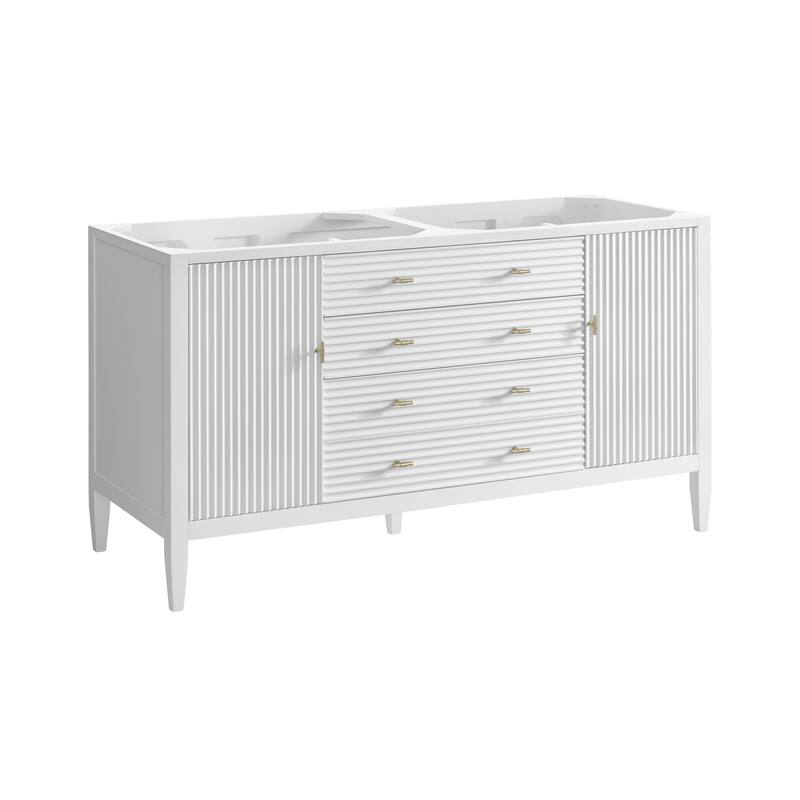 James Martin Vanities Myrrin 60" Double Vanity, Bright White - Base Only - No Top