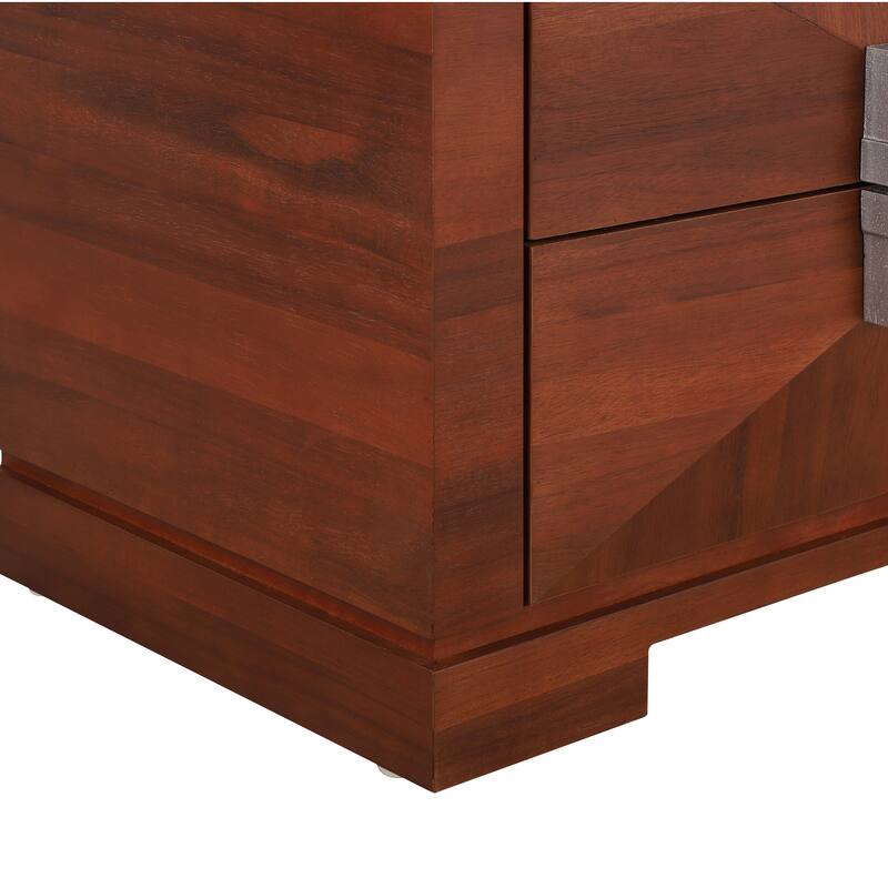Mid-Century Modern Nightstand for Bedroom, 2 Drawers Sofa Side Table, Wooden Diamond Shaped Bedside Table