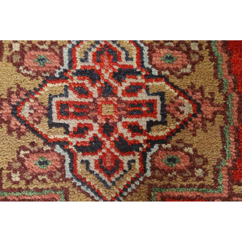 Hand Knotted Oriental 100% Wool Carpet Traditional Medallion Red Heriz (serapi) Area Rug - 3' 0'' X 2' 0''
