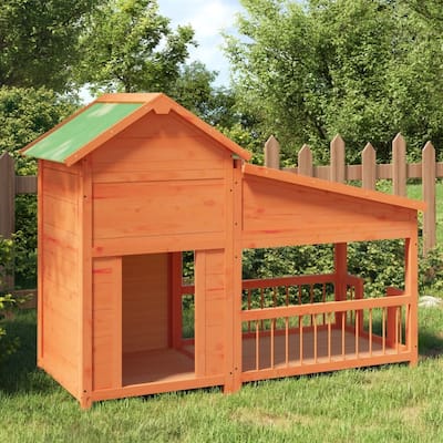 vidaXL Dog Kennel Brown 56.3"x23.8"x42.9" Solid Wood Pine