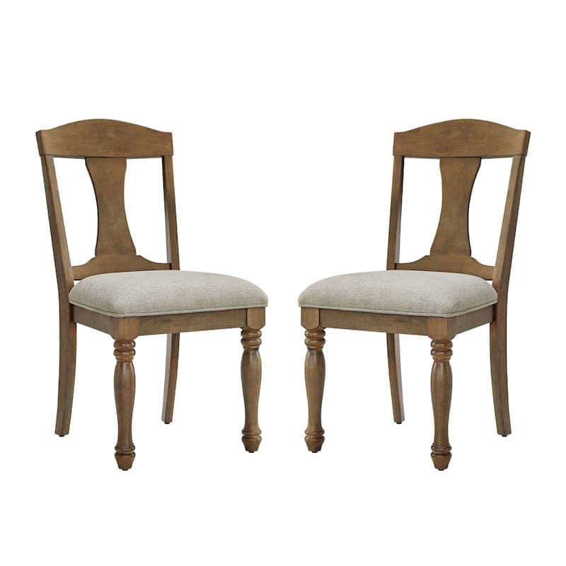 Mid Century Style Linen Upholstered Dining Chairs 2 Piece Set - White Oak