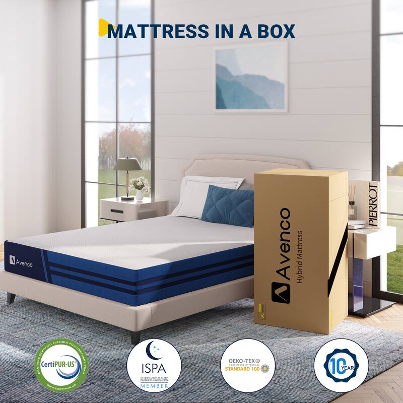 Avenco Mattress in a Box 8 Inch Bed Hybrid Mattress Gel Memory Foam and Pocket Spring