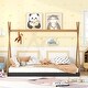 preview thumbnail 10 of 25, Wooden Tent Shaped Floor Bed with Triangle Structure Black+Natural - Full