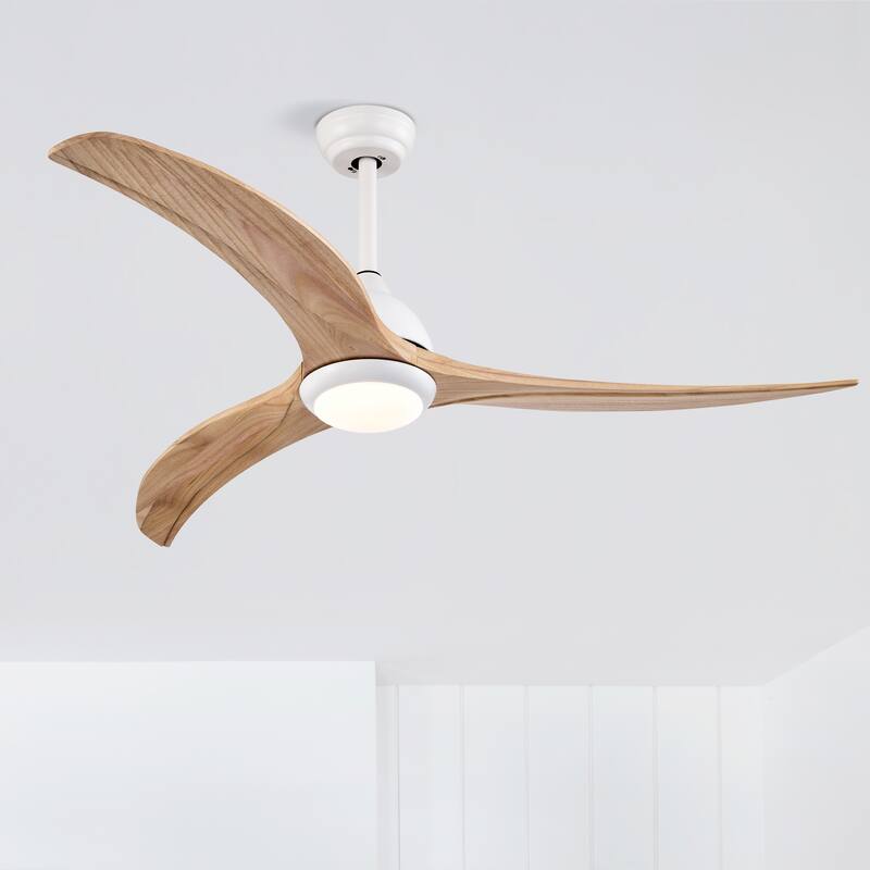 Modern Ceiling Fan Light with Lighting and Solid Wood Blades, Reversible DC Motor for Bedroom and Living Room