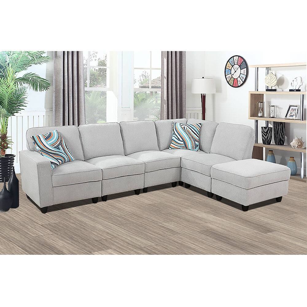 StarHomeLiving light grey left facing Line Sectional Sofa 6 pieces Set