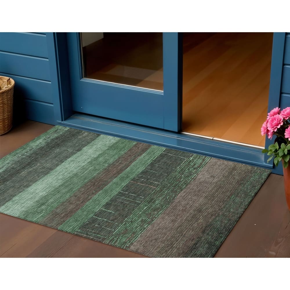 HomeRoots Striped Transitional Rectangle Outdoor Rug
