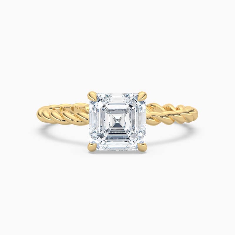 Auriya 14K Gold Lab Grown Diamond Asscher Cut Twisted Hidden Halo Engagement Ring 1.04 - 5.04ct. tw. (F-G, VS) - 1.00 carats - 6 - Yellow