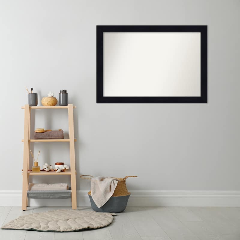 Non-Beveled Wood Bathroom Wall Mirror - Shiplap Navy Frame