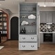 preview thumbnail 18 of 98, 78.7"H Combo Glass Doors Display Cabinet Wooden Bookshelf Organizer