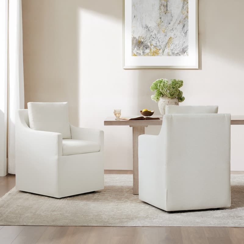 Bentley Modern Mobile Dining Arm Chairs with Casters & Storage