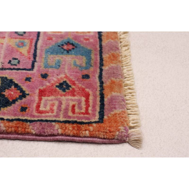 ECARPETGALLERY Hand-knotted Uzbek Ghazni Violet Wool Rug - 4'9 x 6'6