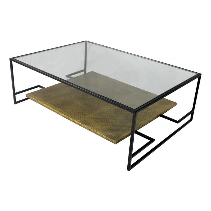 Modern Black and Gold Glass Coffee Table