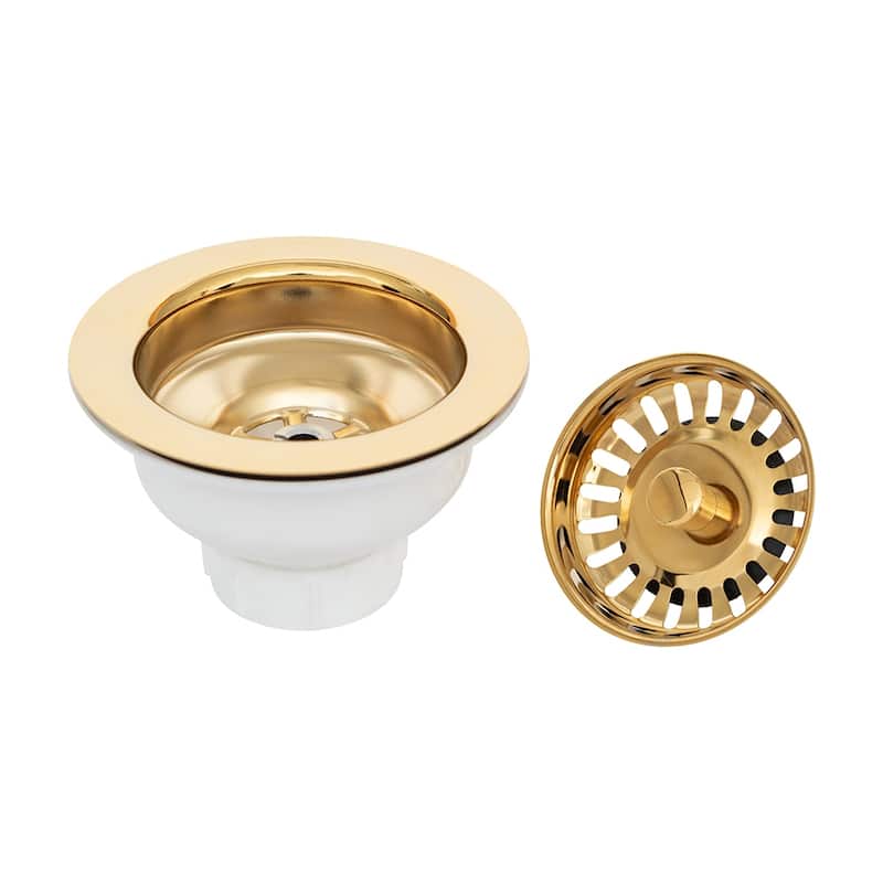 3.5-in Kitchen, Prep, Bar Basket Strainer Drain in Polished Brass (D-132PB)
