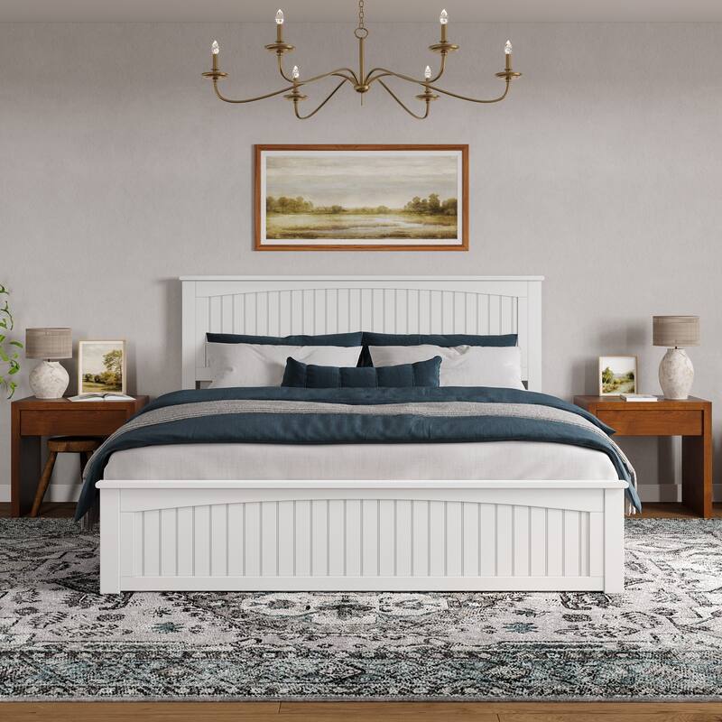 Naples Solid Wood Low Profile Platform Bed with Matching Footboard