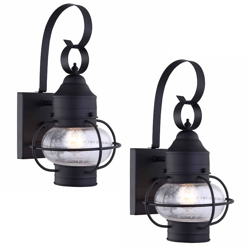 2 Pack - Onion Design Light Outdoor Wall Lantern Light Set - 7.21"x8.34"x13.91" - 7.21"x8.34"x13.91" - Matte Black