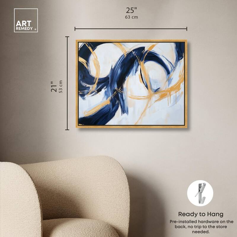 Navy and Gold Rings I Canvas by Art Remedy