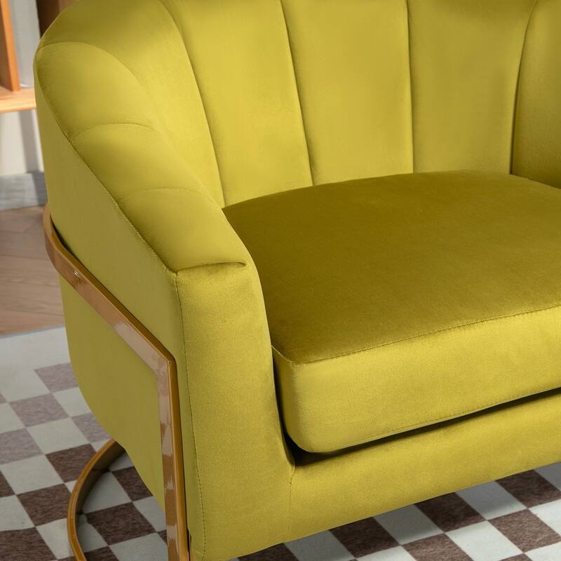 Modern Velvet Gold Accent Armchair