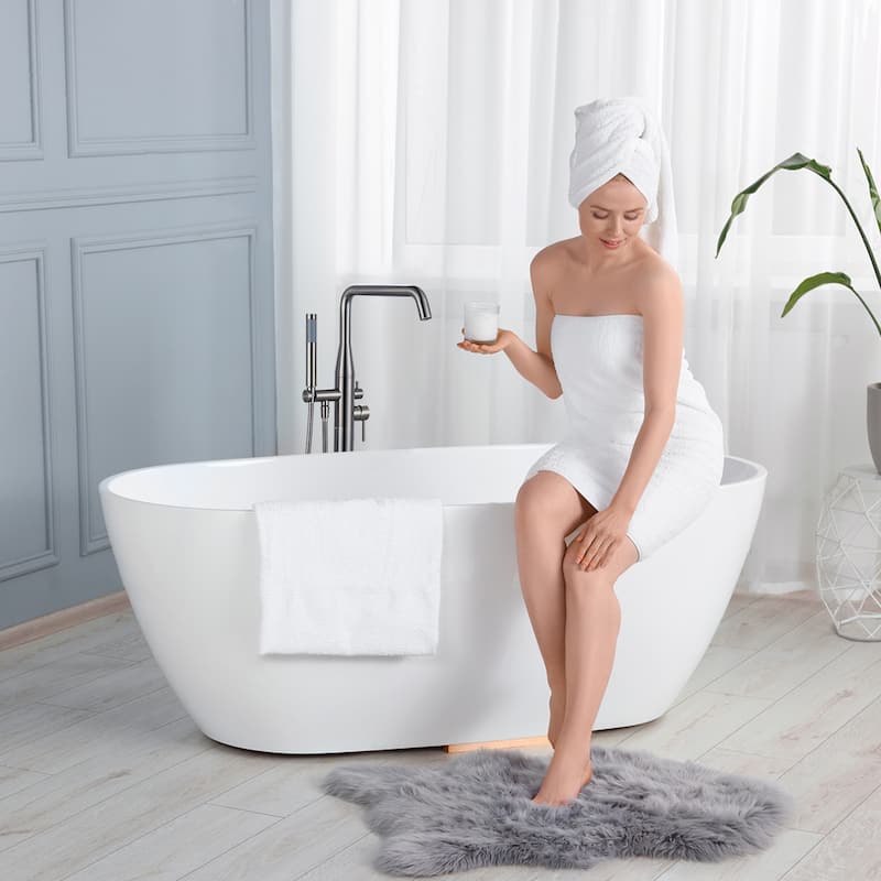 WOWOW Minimalist Freestanding Bathtub Faucet with Handheld Shower