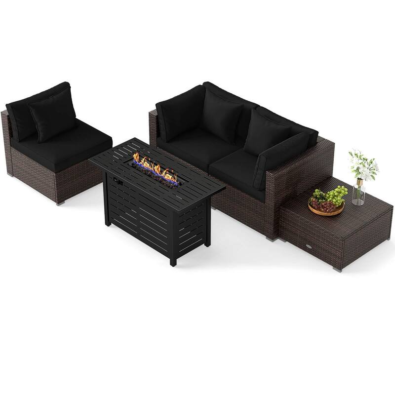 Costway 5 PCS Patio Furniture Set Heavy-duty Frame Rattan Sofa Set - See Details