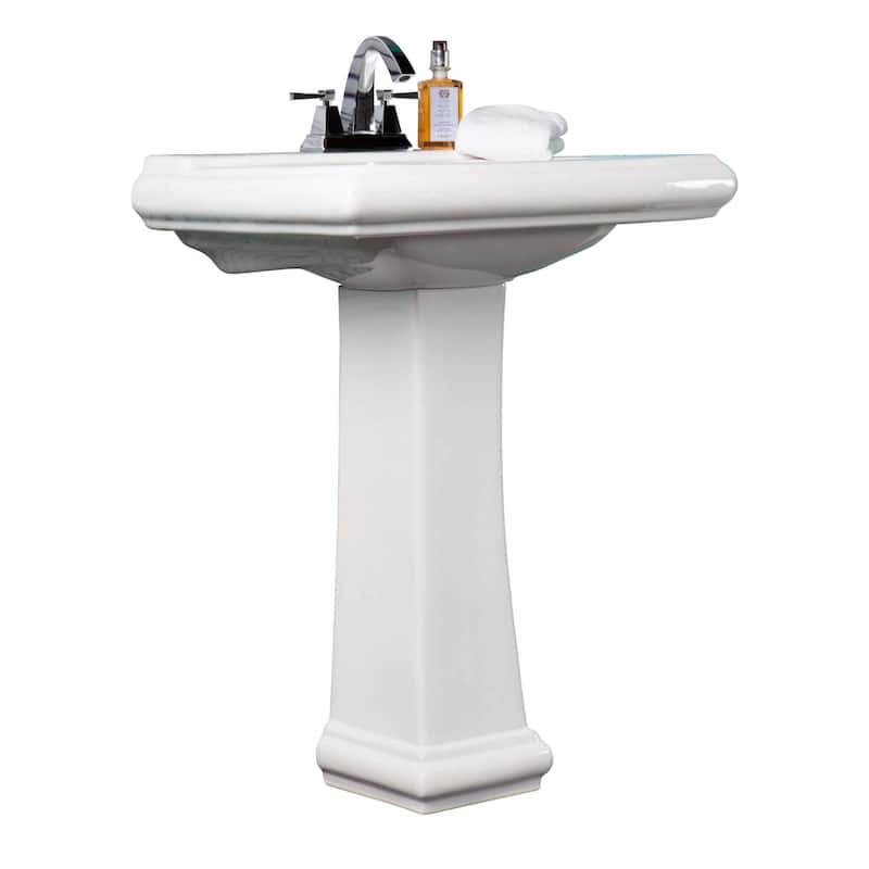Fine Fixtures Ashfield Ceramic White Pedestal Bathroom Sink, Model AS2619W