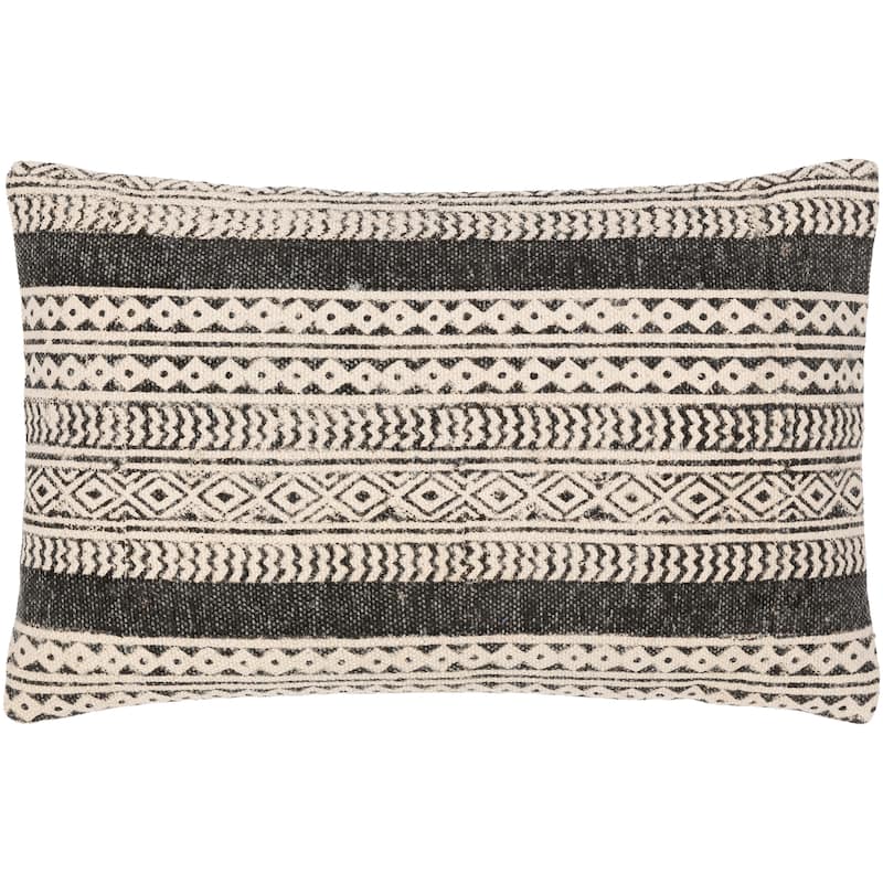 Josie Global Geometric Stripes Throw Pillow - 14"H x 22"W - Cover Only - Black