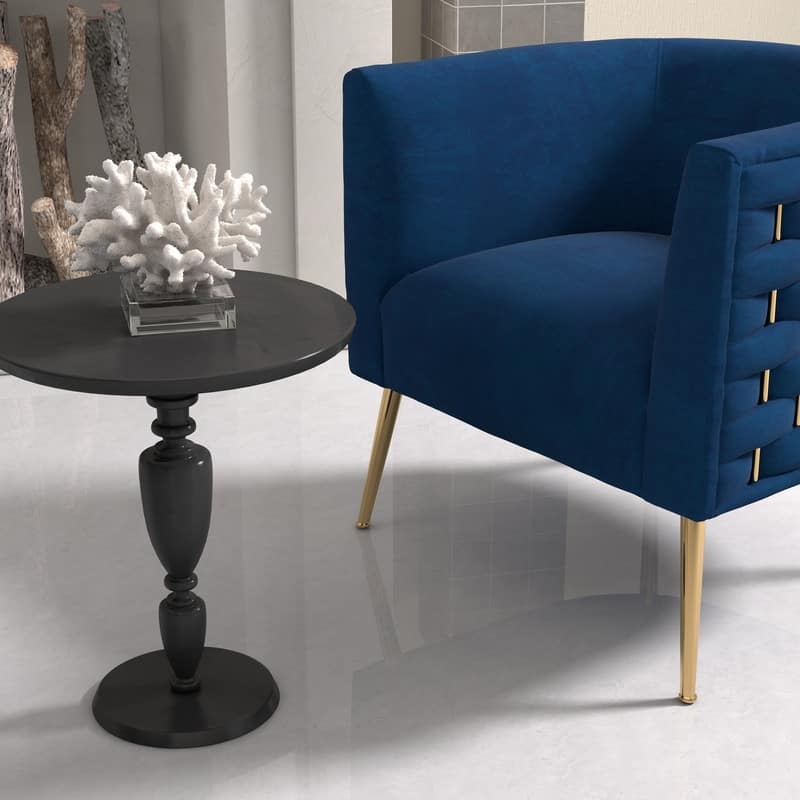 SEYNAR Mid-Century Modern Velvet Round Accent Chair for Living Room