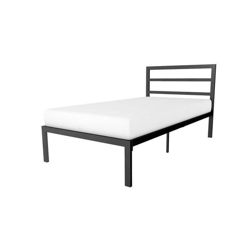 Black Metal Twin Size Platform Bed Frame with Headboard Included Perfect for Any Bedroom