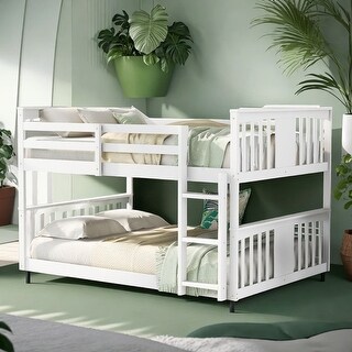 Full Over Full Bunk Bed with Ladder and Full-length Guardrail - Bed ...