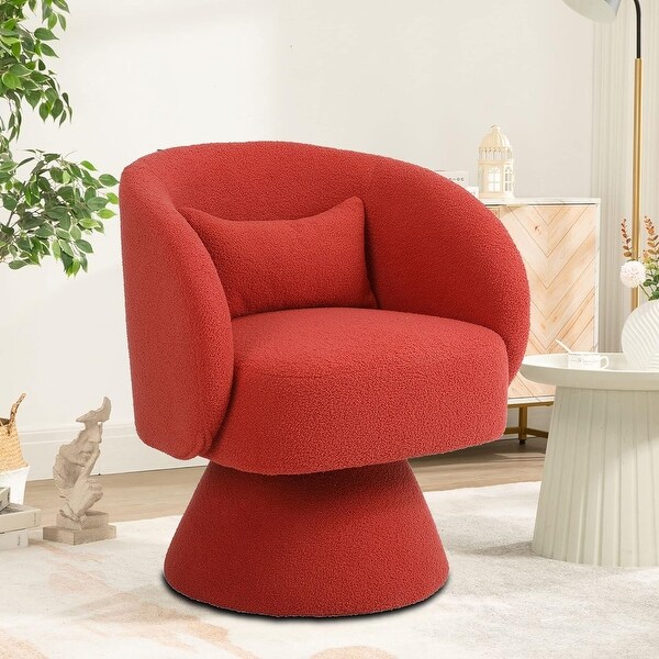 Modern Stylish 360° Swivel Upholstered Office Barrel Chair - Bed