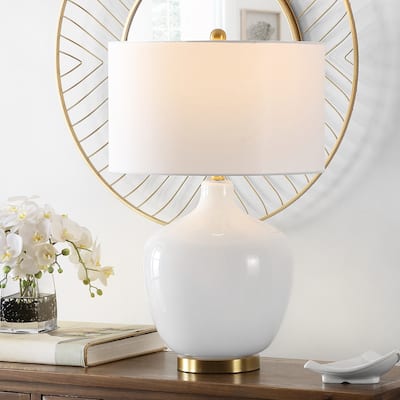 SAFAVIEH Lighting Eugenie 27-inch Glass LED Table Lamp - 17" W x 17" L x 27" H