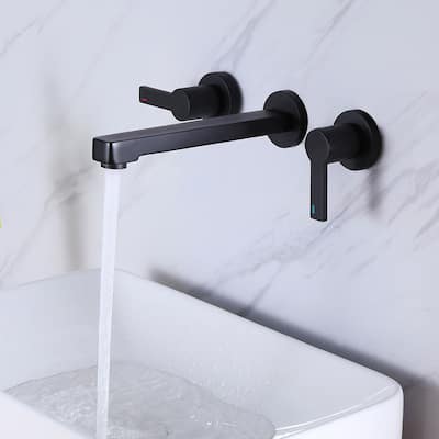 Matte Black 2-Handle Wall Mount Bathroom Faucet