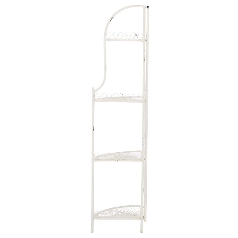 SAFAVIEH Shyla Victorian Wrought Iron 4-Tier Outdoor Corner Shelf - 14 In. W x 14 In. D x 60 In. H - 14Wx14Dx60H