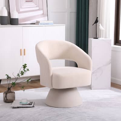 Swivel Accent Chair Armchair: Round Barrel, Upholstered in Fabric, Ideal for Living Room, Bedroom.