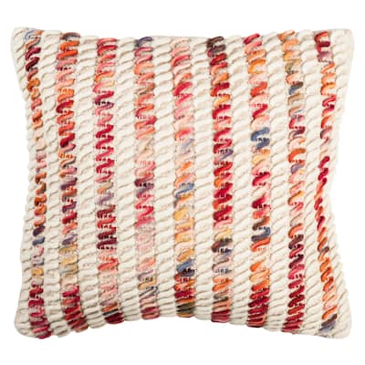 SAFAVIEH Rachida 20-inch Candy Cane Looped Candy Red Decorative Pillow