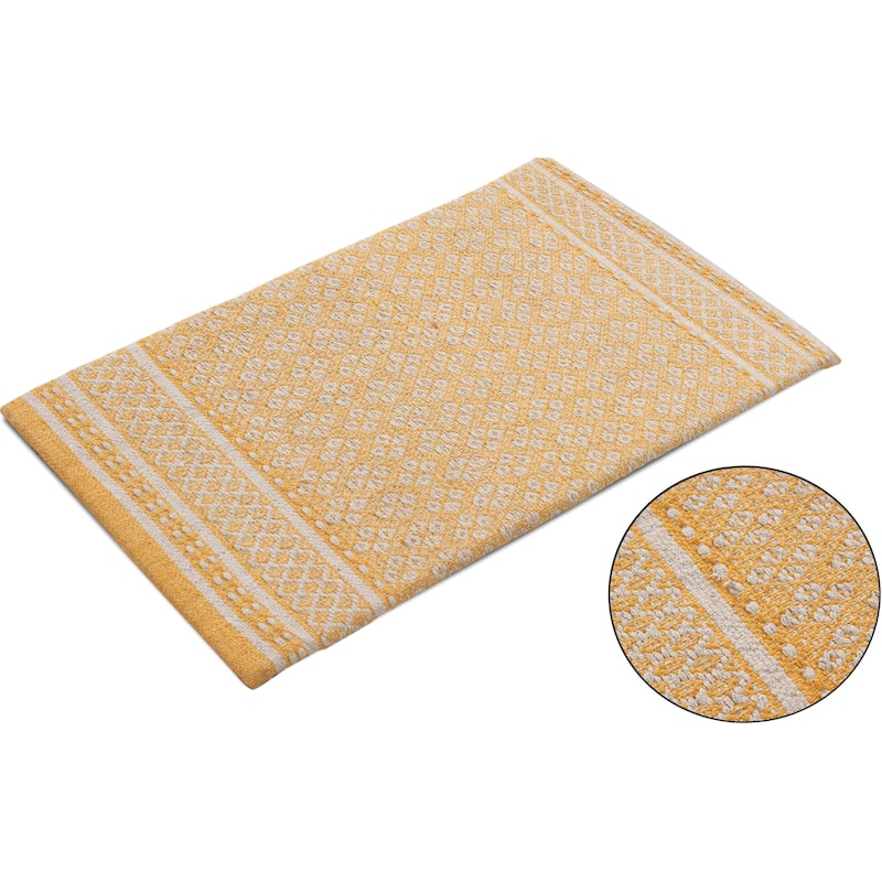 Revitalize Your Kitchen with Comfort and Style! Woven Cotton Anti-Fatigue Mat - 18x30 Inches - 18''x30'' - Mustard