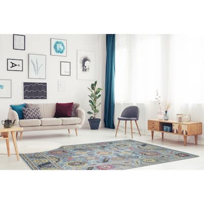 Hand-knotted Wool Blue Traditional Modern Knot Rug - 8' x 10