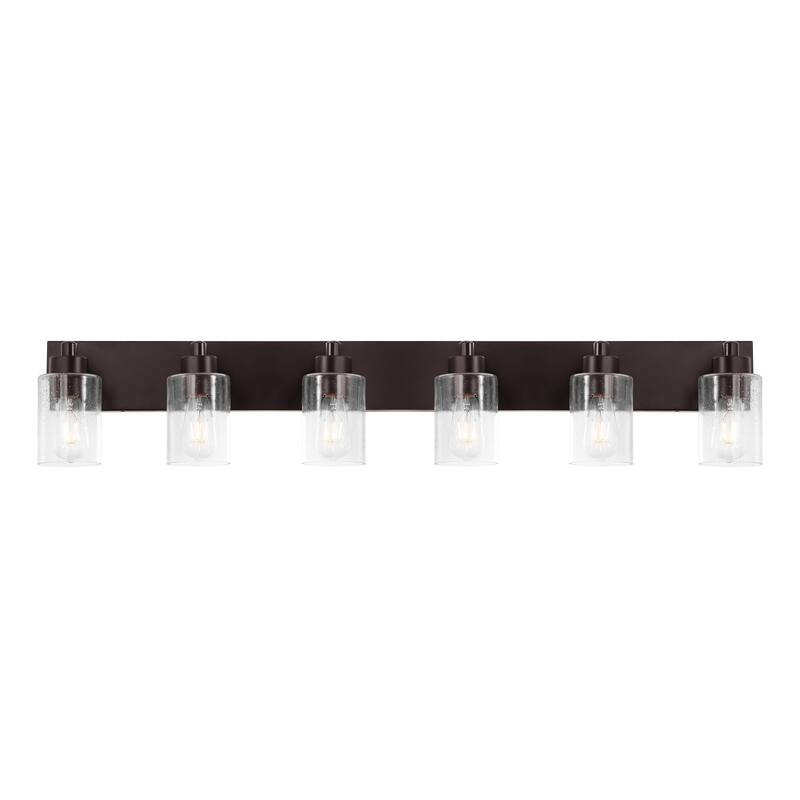 Lydia Seeded Glass/Iron LED Vanity Light, by JONATHAN Y - 6-Light - Oil Rubbed Bronze/Clear