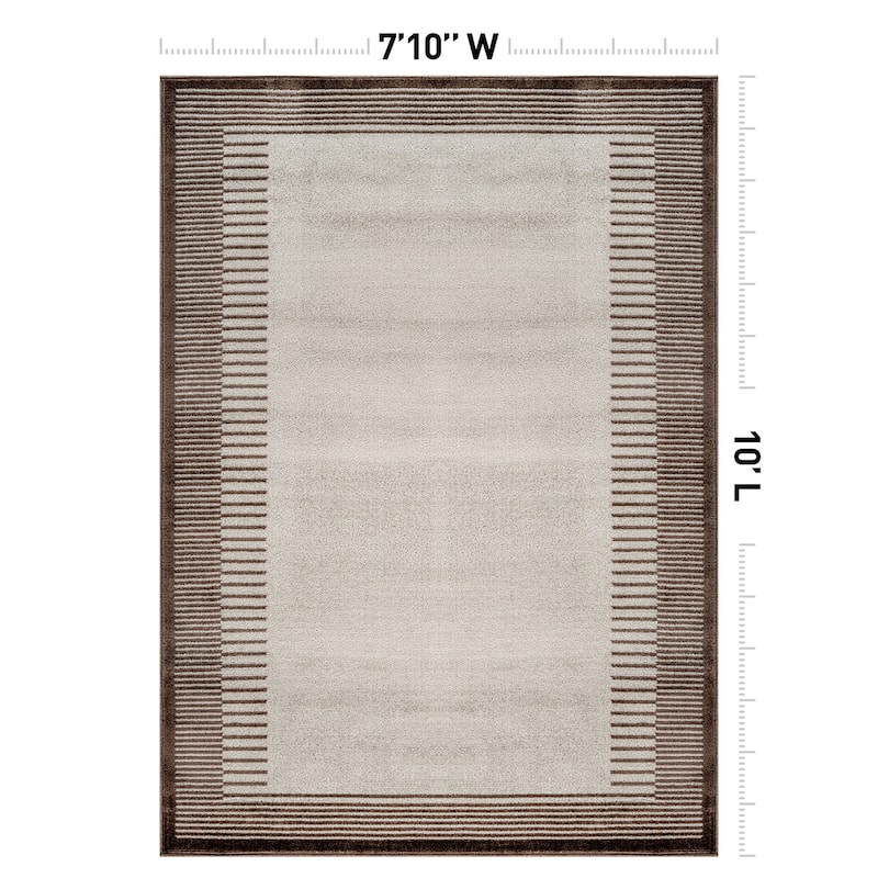 World Rug Gallery Modern Abstract Bordered Area Rug for Living Room, Bedroom, or Entryway - Low Pile Indoor Rug