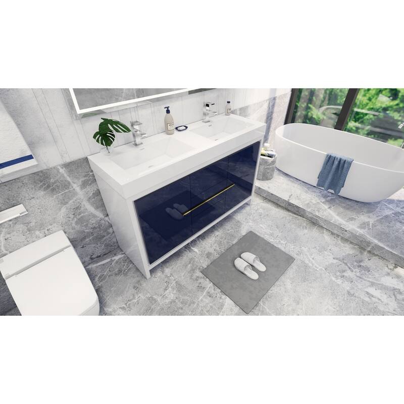 Dove 60'' Freestanding Vanity with Double Reinforced Acrylic Sink