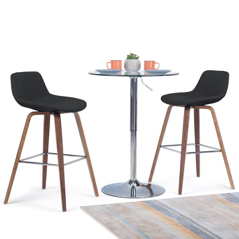 WYNDENHALL Cacey Mid Century Modern Bentwood Counter Height Stool (Set of 2) - 20.7'' x 21.1'' x 36.6 - Black