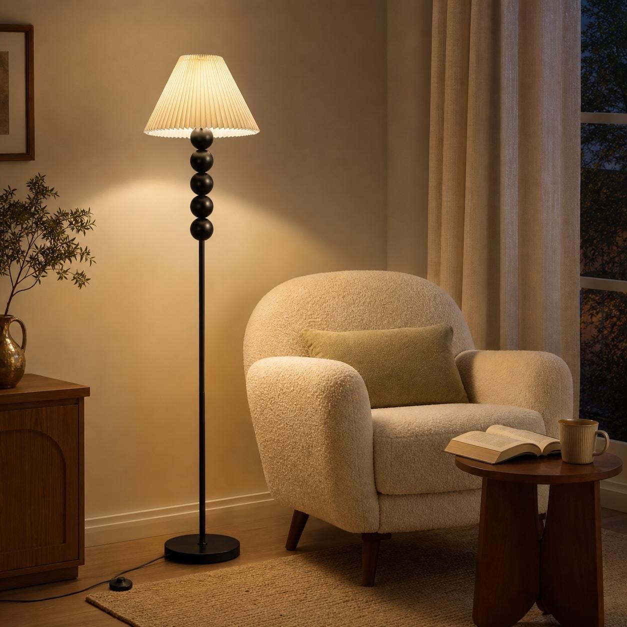 63" Mid Century Modern 5-Bead Floor Lamp