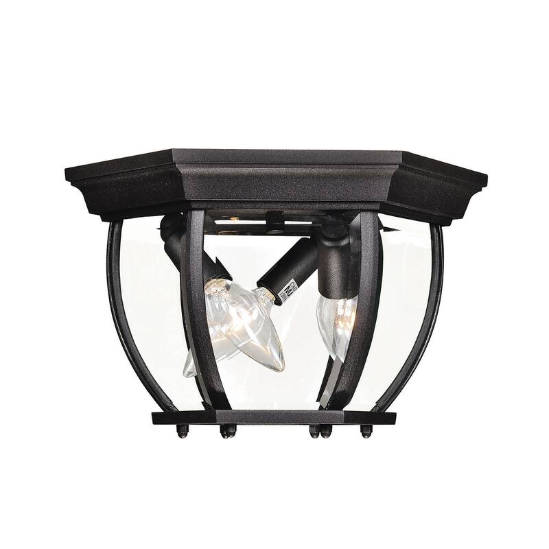Bellevue SH50059 3 Light 9" Wide Outdoor Flush Mount Ceiling Fixture - Black