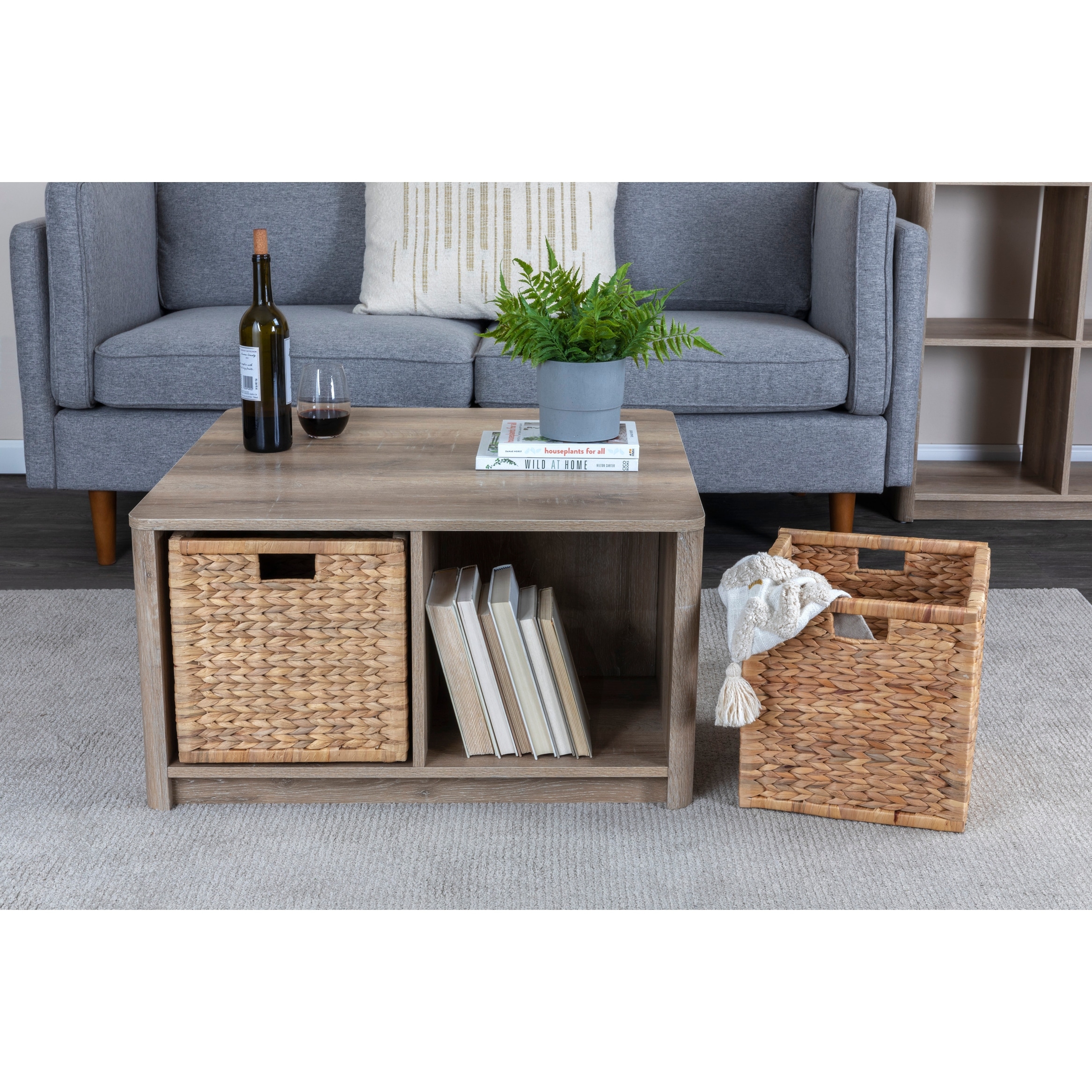Coffee Table with 4 Square Cube Storage Compartments - Overstock