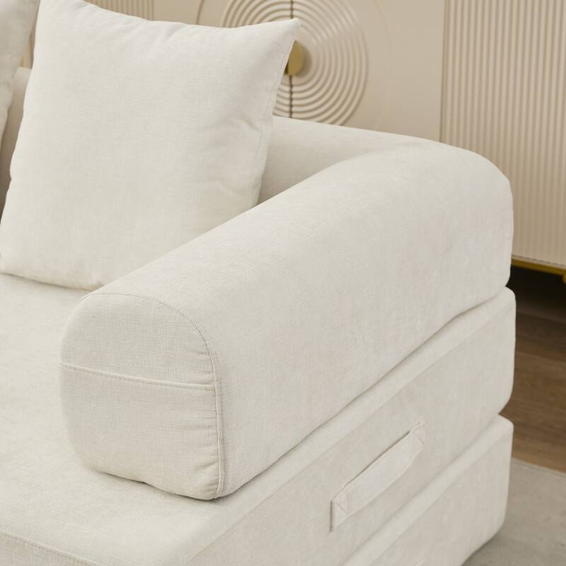GDF Studio - Comfy Convertible Chenille Folding Mattress Sofa Bed with Armrests for Living Room and Bedroom