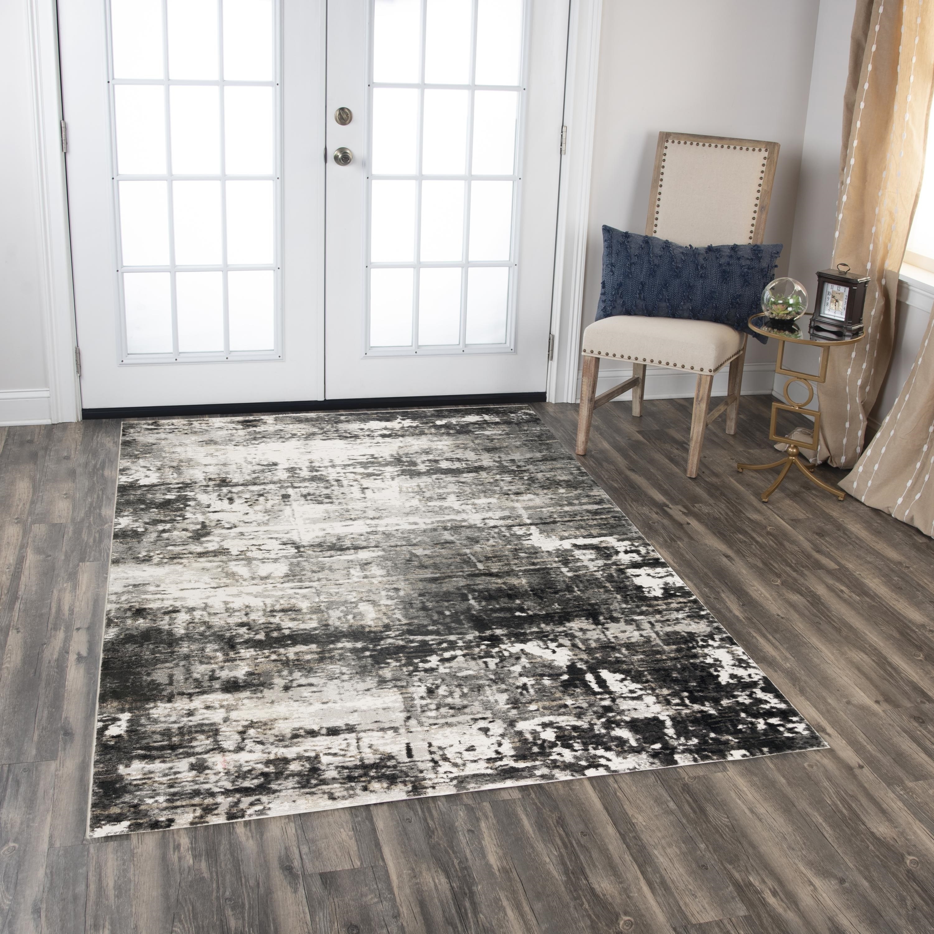 Alora Decor Graystone Abstract Ivory/Gray Polyester Area Rug